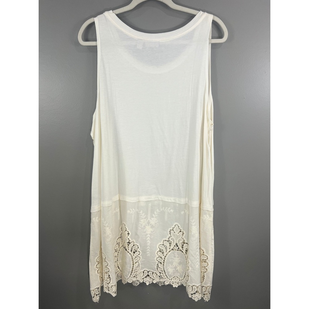 LOGO Lori Goldstein Ivory Layering Tank Lace Trim plus size 2X - Picture 5 of 8